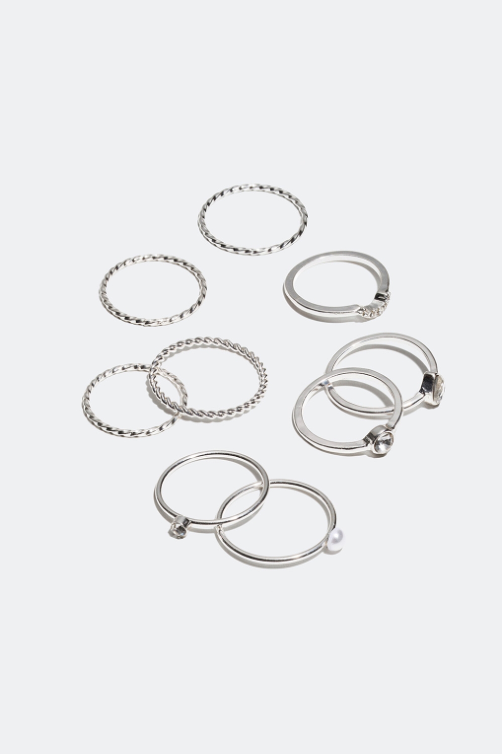Ringe i forskellige størrelser og designs, 9-pak i gruppen Smykker / Ringe / Flerpak hos Glitter (25600016)