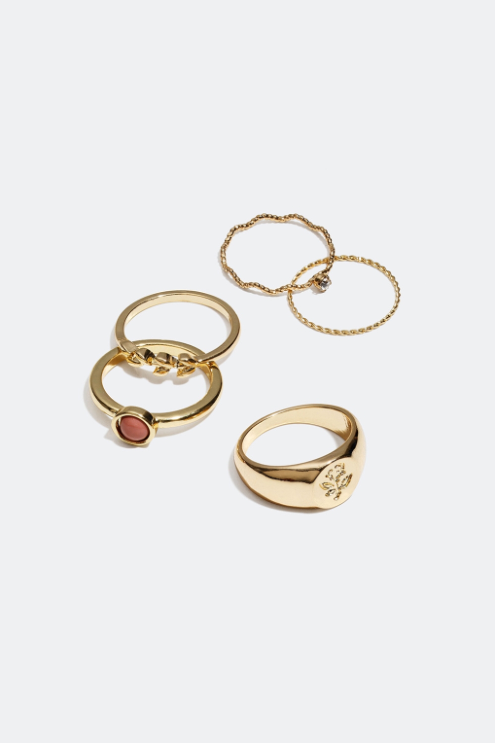 Ringe med forskellige design, 5-pak i gruppen Alle Smykker / Ringe / Flerpak hos Glitter (25600017)