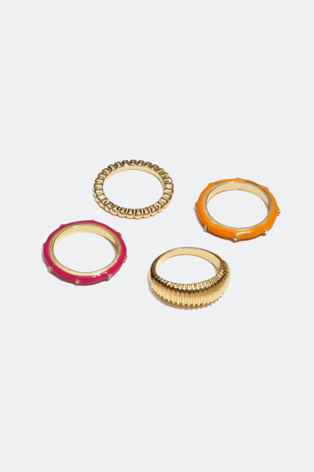 Ringe med farve, glassten og struktur, 4-pak i gruppen Alle Smykker / Ringe / Flerpak hos Glitter (25600022)