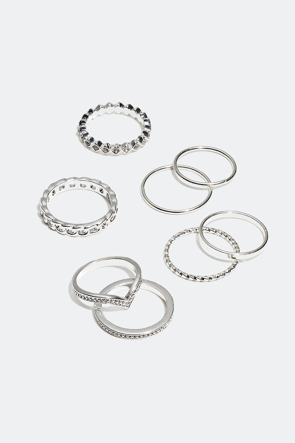 Ringe i forskellige størrelser og design, 8-pak i gruppen Alle Smykker / Ringe / Flerpak hos Glitter (25600028)