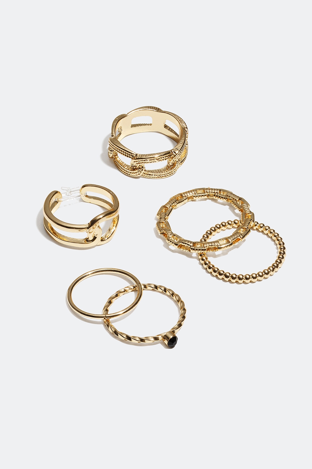 Blandede ringe i forskellige størrelser, 6-pak i gruppen Alle Smykker / Ringe / Flerpak hos Glitter (25600029)