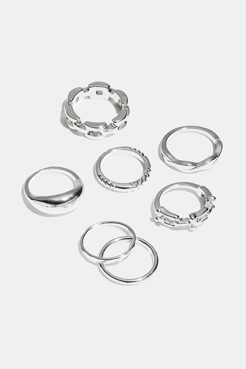 Ringe i forskellige størrelser og design, 7-pak i gruppen Smykker / Ringe / Flerpak hos Glitter (25600033)