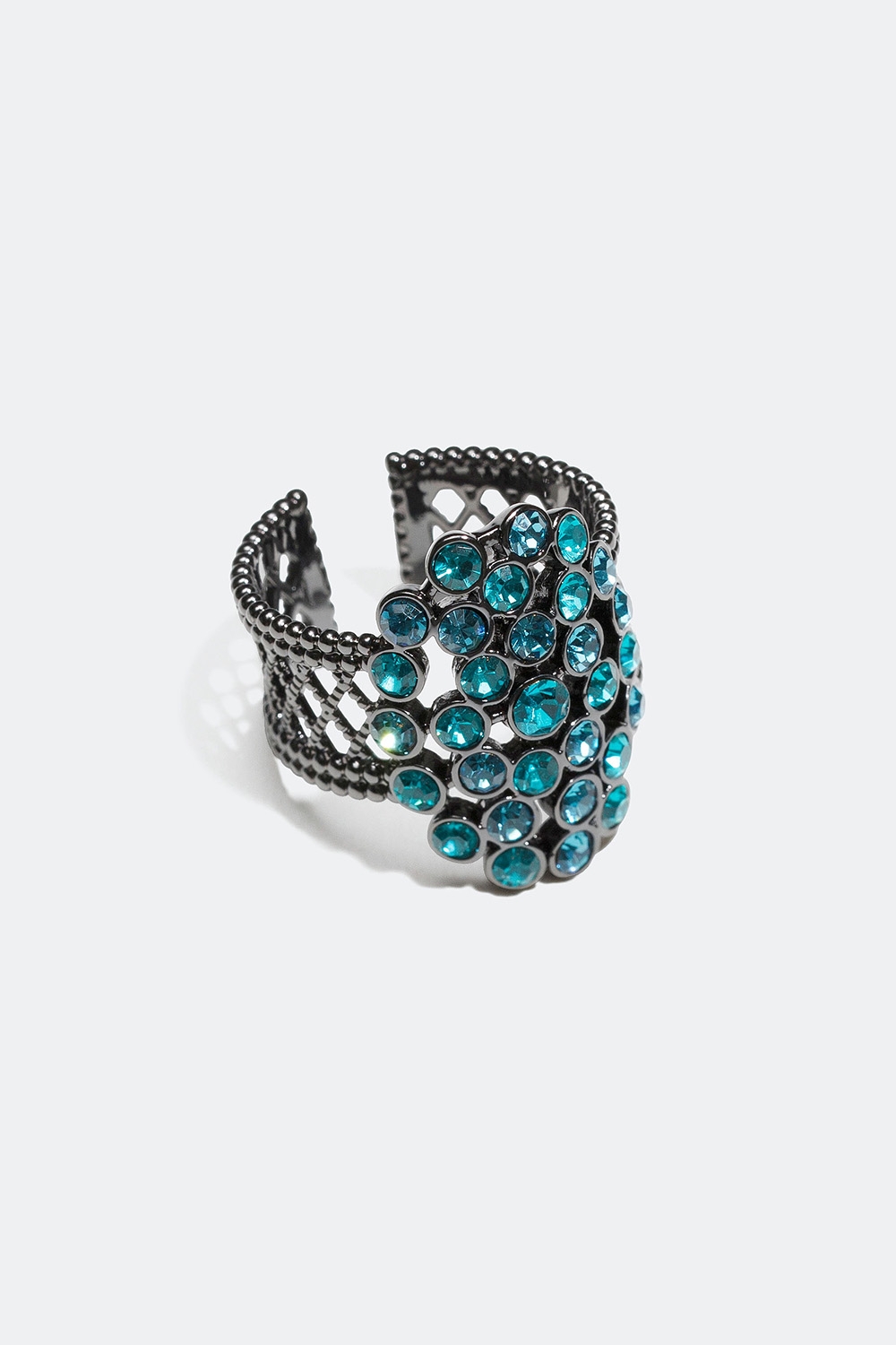 Bred justerbar ring med runde turkise glassten i gruppen Festive Season Collection hos Glitter (256000477300)