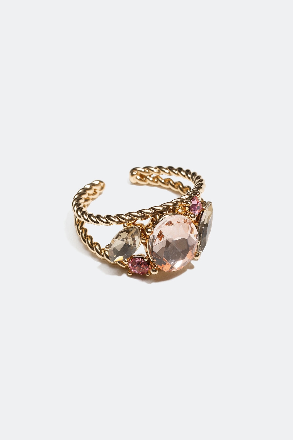Justerbar ring med lyserøde glassten i gruppen Party Season / Festive Season Collection hos Glitter (256000489900)