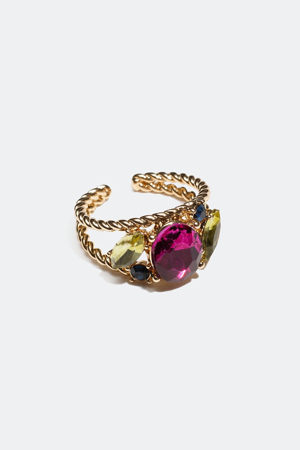Justerbar ring med en blanding af farvede glassten i gruppen Festive Season Collection hos Glitter (256000495400)
