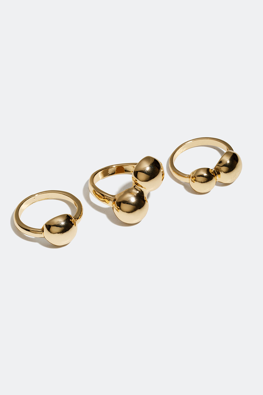 Guldfarvede ringe med kugler, 3-pak i gruppen Smykker / Ringe / Flerpak hos Glitter (256000502)