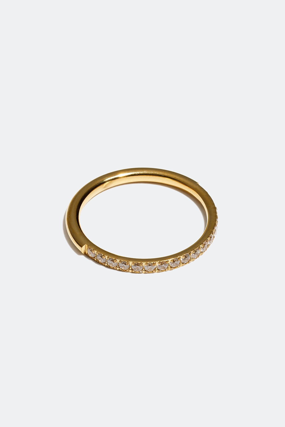 Smal ring i stål med 18k guld med Cubic Zirconia