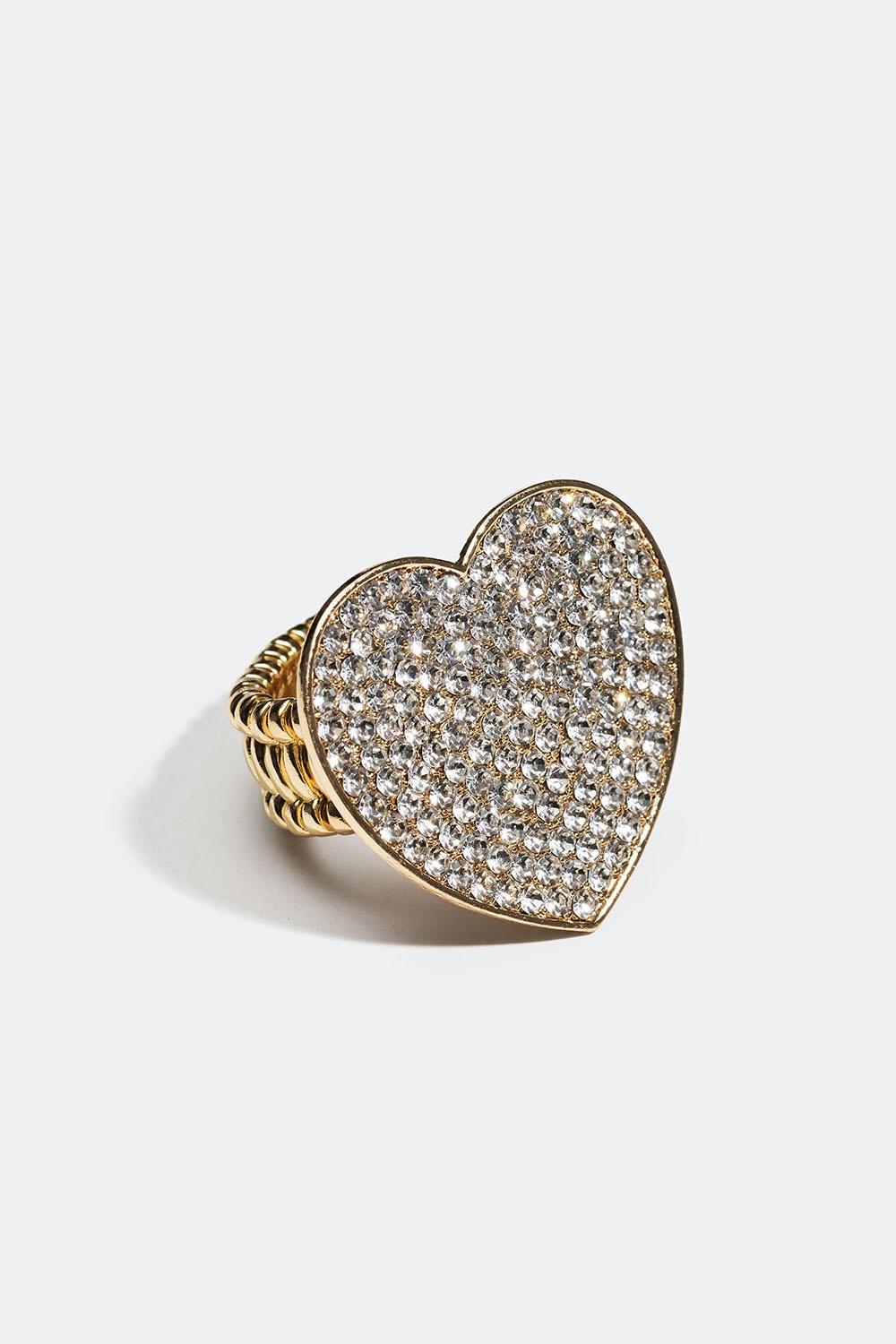 Guldfarvet justerbar ring med hjerter og glassten i gruppen Smykker / Ringe / Similiringe hos Glitter (256000880202)