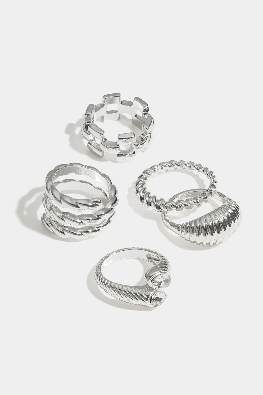 Riflede ringe i forskellige designs, 5-pak i gruppen Smykker / Ringe hos Glitter (2560015110)
