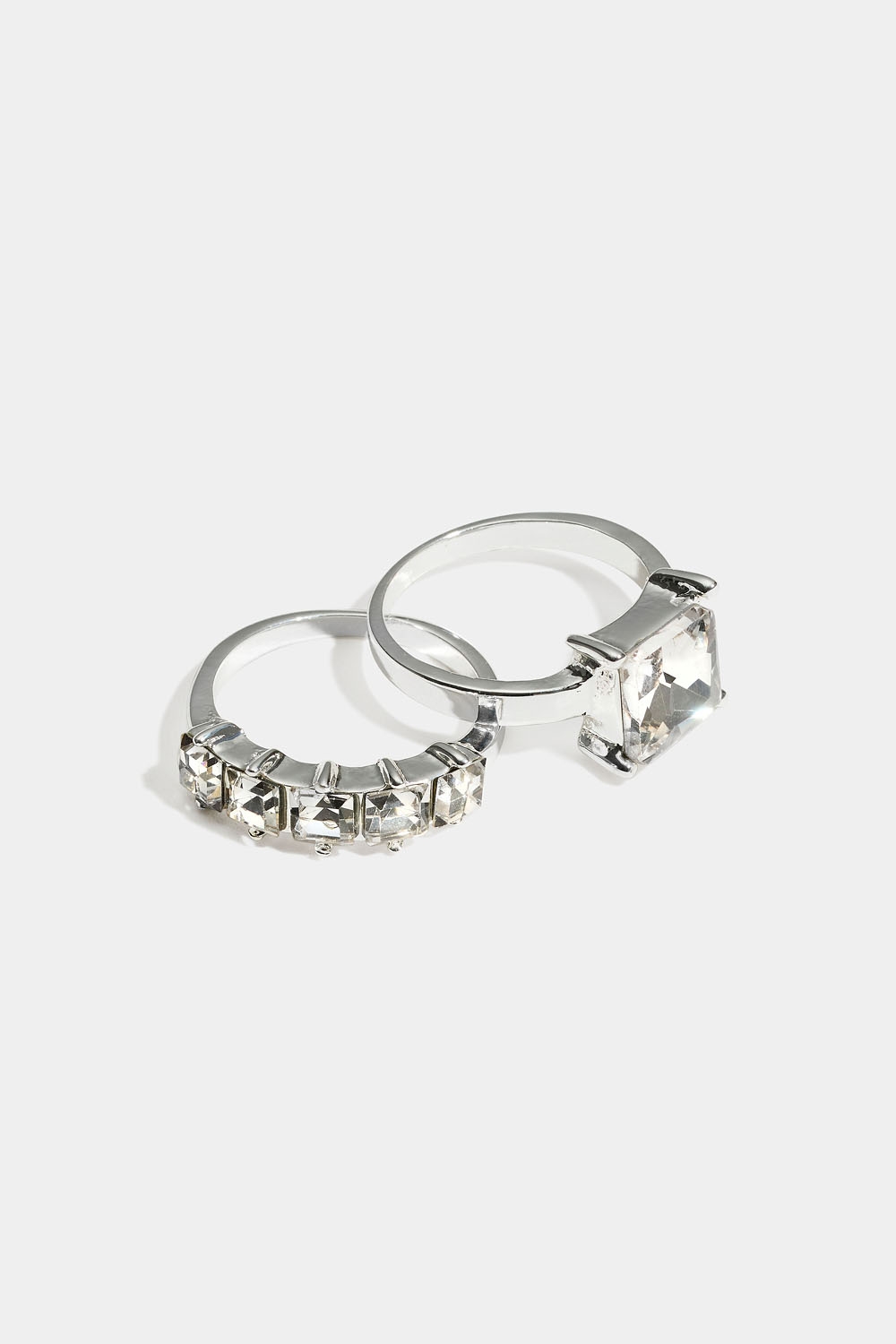 Ringe med hvide sten, 2-pak i gruppen Smykker / Ringe / Flerpak hos Glitter (2560015910)