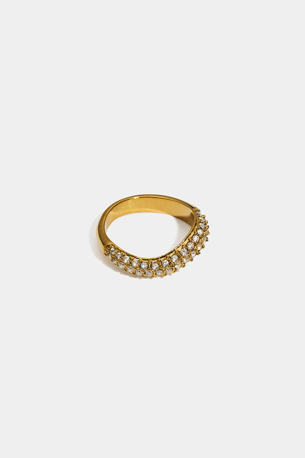 Bølget ring i 18 karat forgyldt stål med Cubic Zirconia i gruppen Stainless Steel / 18 kt. guldbelagt stål hos Glitter (2560021120)
