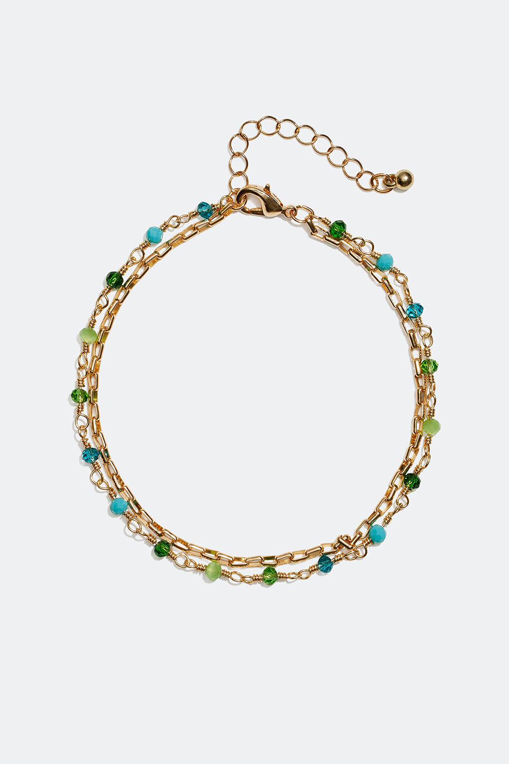 Guldfarvet dobbelt ankelkæde med perler og kæde i gruppen Smykker / Ankelkæder hos Glitter (299000217800)