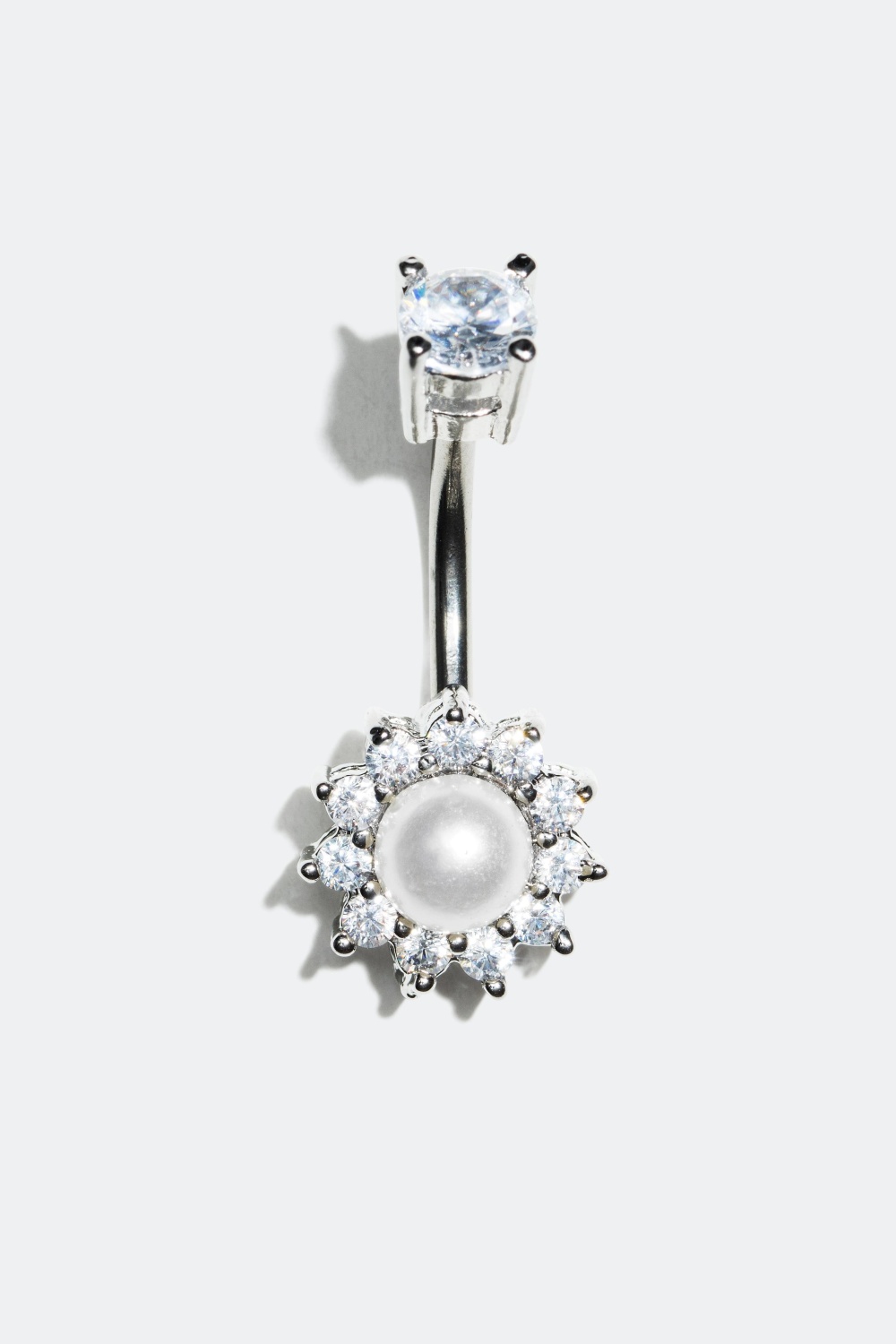 Navlepiercing, blomst med en akrylperle