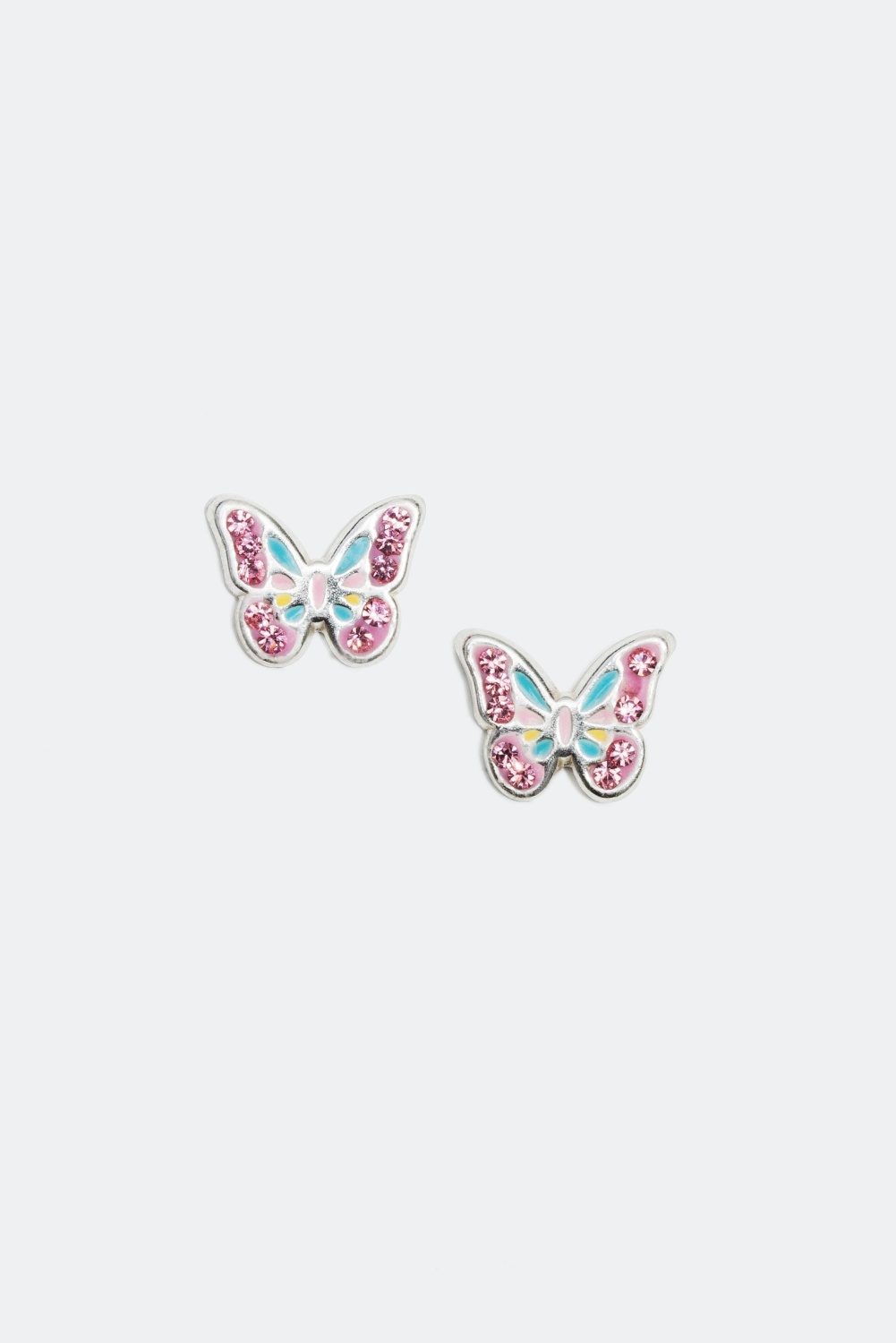Sølvøreringe med lyserøde sommerfugle i gruppen Børn / Børnesmykker / Børneøreringe hos Glitter (323096)