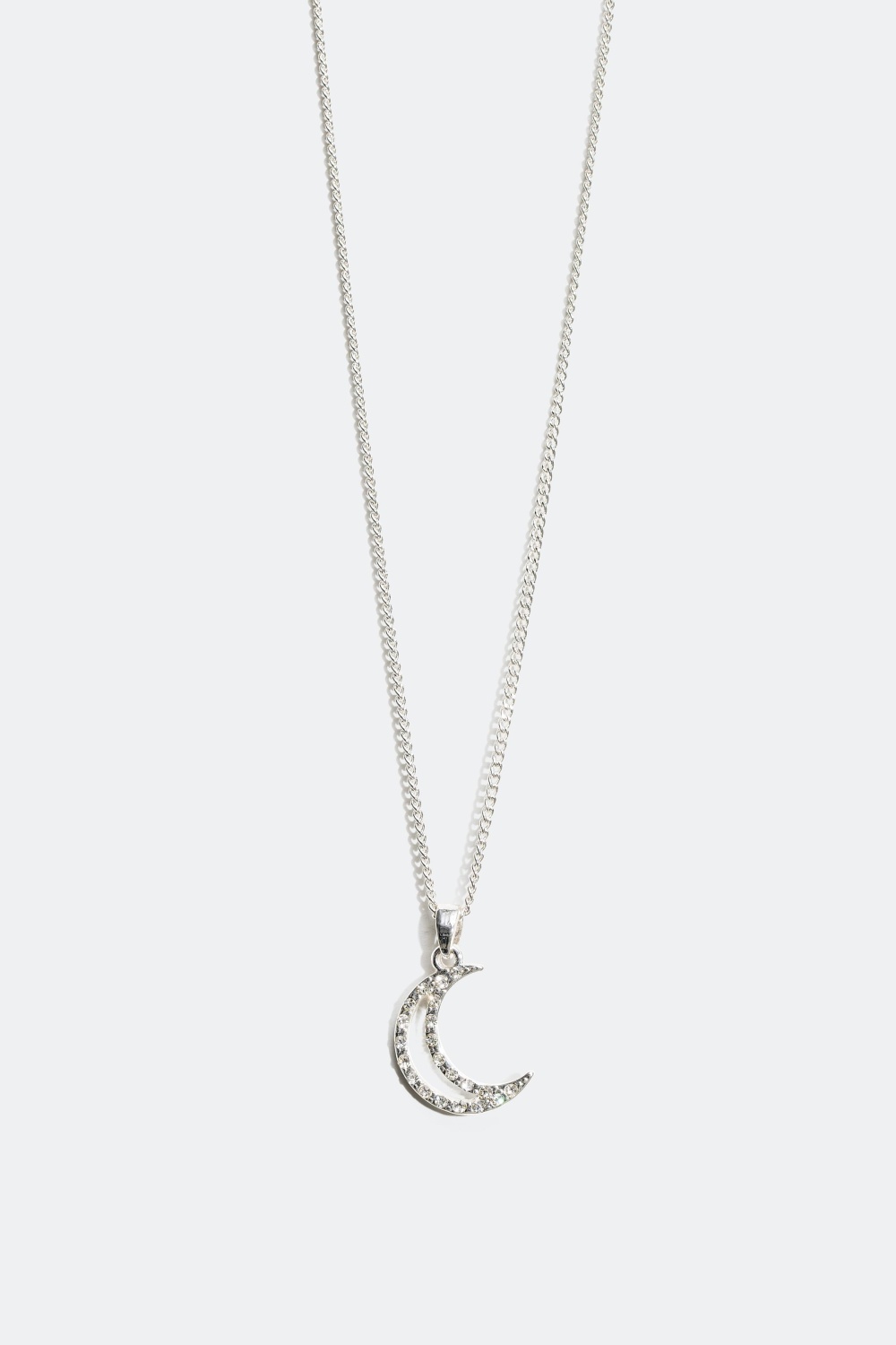 Sølvfarvet halskæde med en måne i gruppen Smykker / Halskæder / Halskæder med vedhæng hos Glitter (325313)