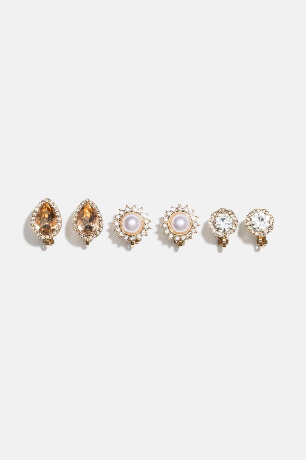 Clipsøreringe med glassten og perler, 3-pak i gruppen Smykker hos Glitter (325694)