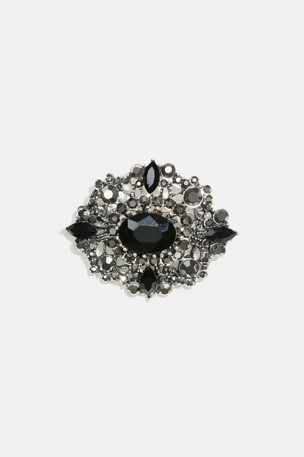 Oval broche med sorte sten i gruppen Alle Smykker / Brocher hos Glitter (326773)