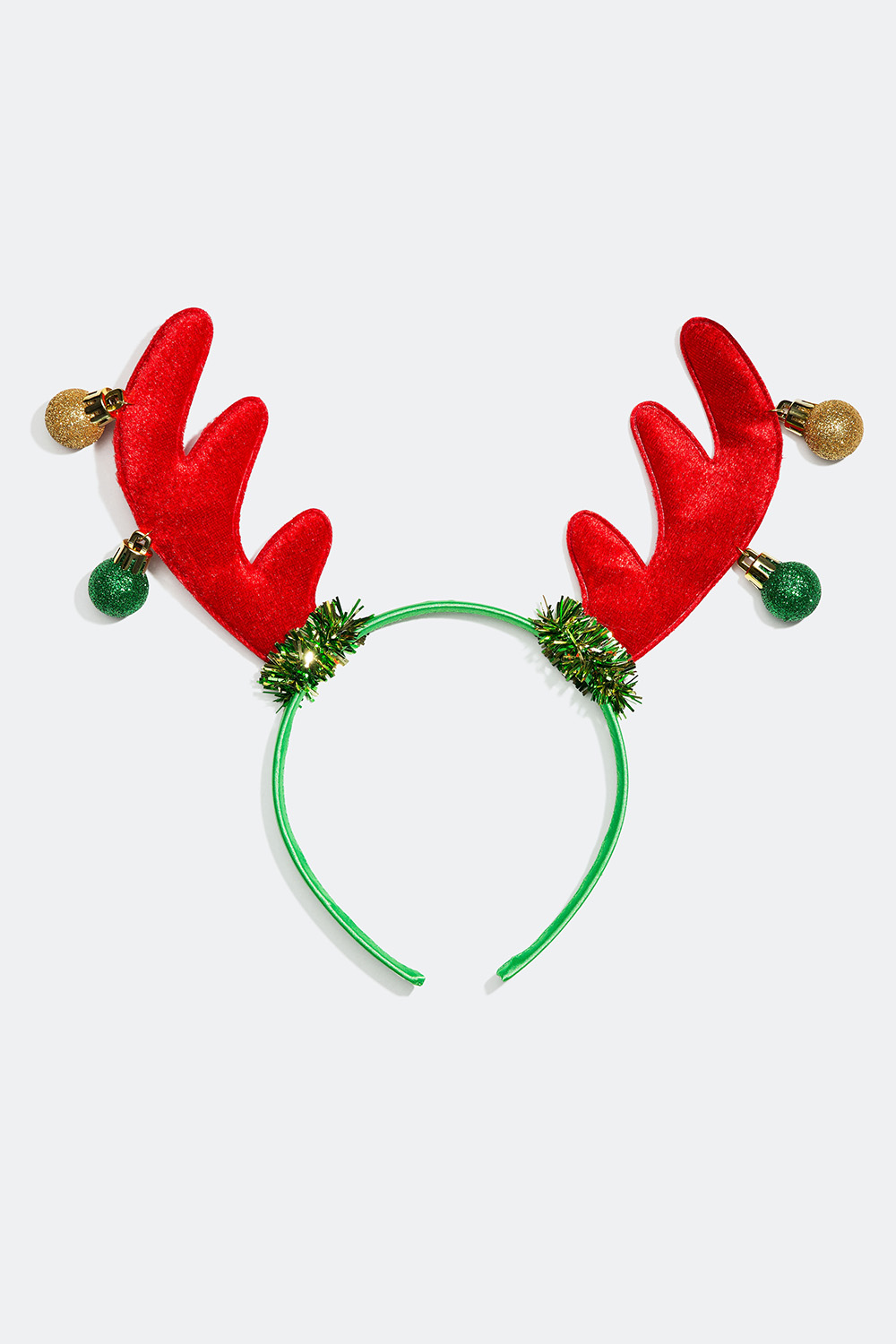 Diadem med rensdyrgevir og julekugler i gruppen Jul / Christmas Collection hos Glitter (326923)