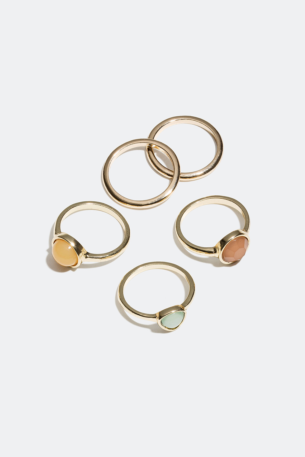 Ringe med pastelfarvede perler, 5-pak i gruppen Smykker / Ringe / Flerpak hos Glitter (327677)