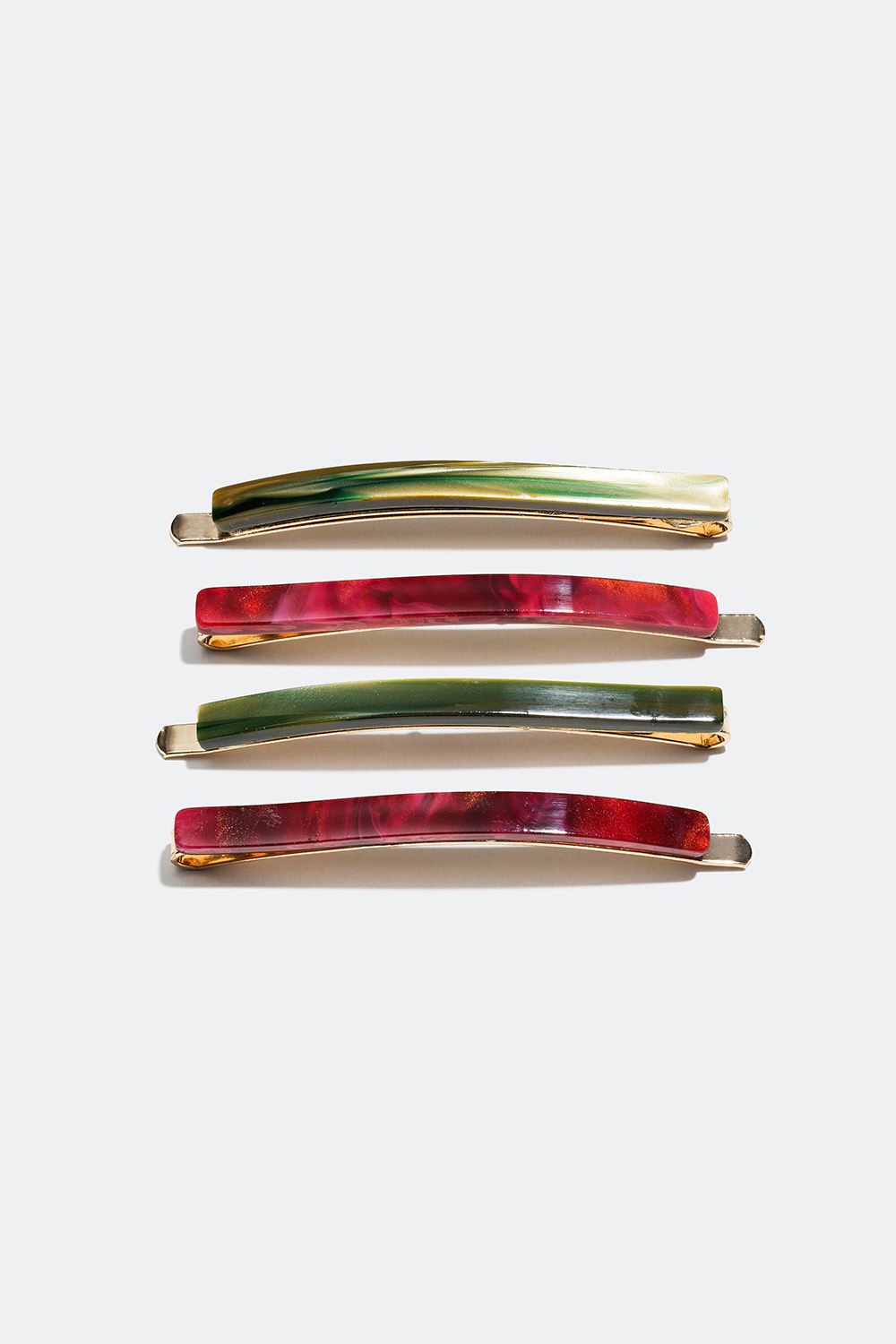 Hårspænder i grøn og rød, 4-pak i gruppen Udsalg hos Glitter (327968)