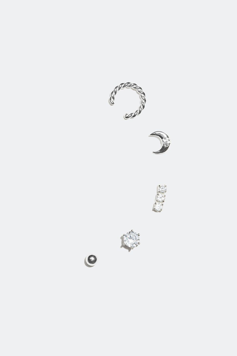 Ørestikker og ear cuff i ægte sølv, 5-pak i gruppen Sølvsmykker / Sølvøreringe / Flerpak hos Glitter (328001)