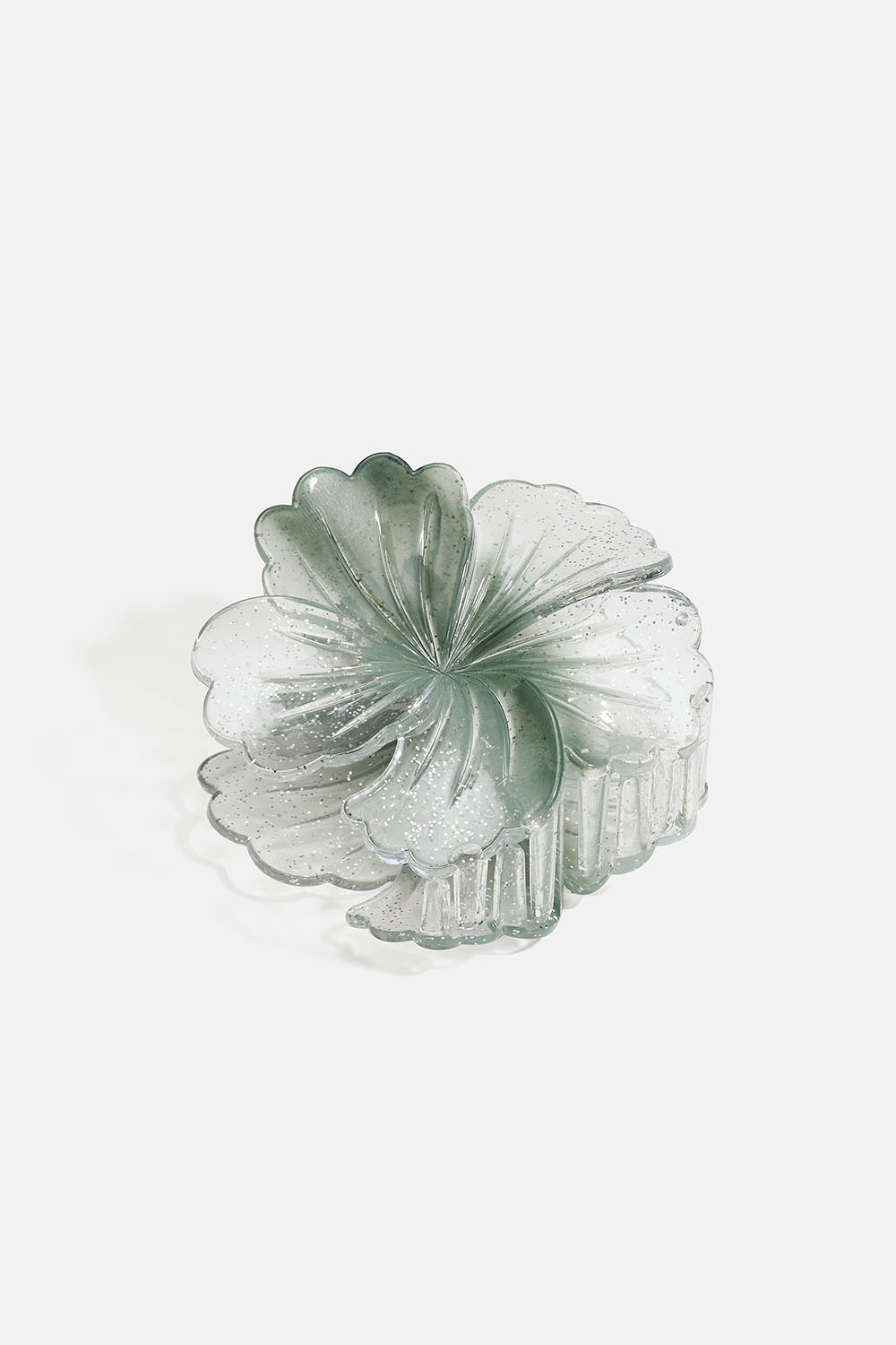 Grøn rund hårspænde med blomstermotiv i gruppen Håraccessories / Spænder & klemmer / Hårklemmer hos Glitter (331002167500)
