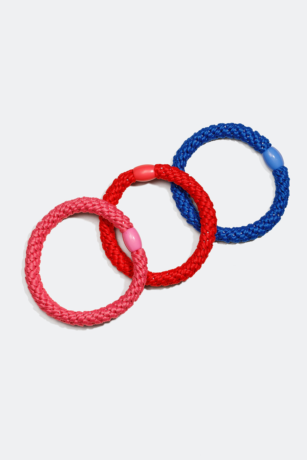 Flettede hårbånd i rød, pink og blå, 3-pak i gruppen Håraccessories / Hårelastikker / Flerpak hos Glitter (332000256400)