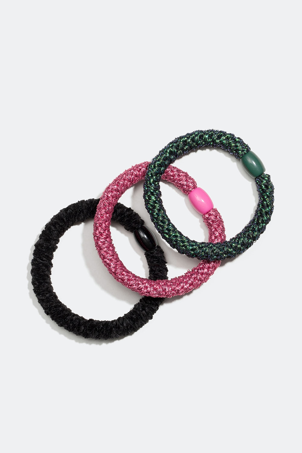 Flettet hårbånd i en blanding af sort, pink og grøn, 3-pak i gruppen Store week / hos Glitter (332000421400)