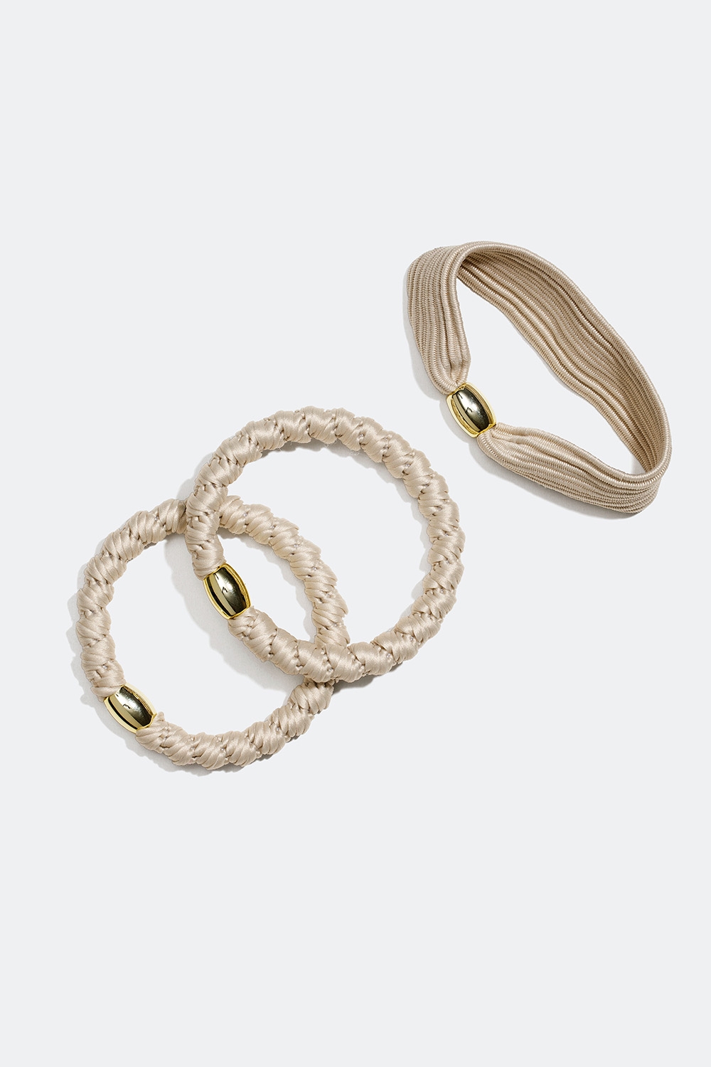 Brede og flettede hårknuder i beige, 3-pak i gruppen Håraccessories / Hårelastikker / Flerpak hos Glitter (332000508300)