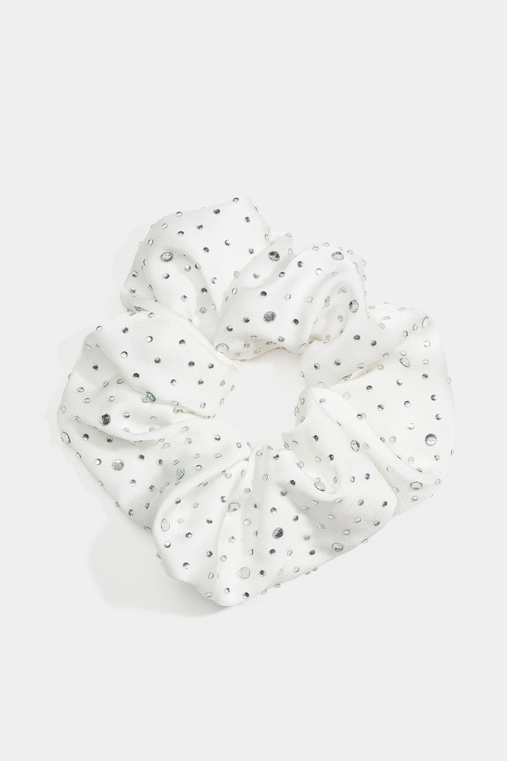 Hvid scrunchie med glassten i gruppen Håraccessories / Scrunchies hos Glitter (332001053100)