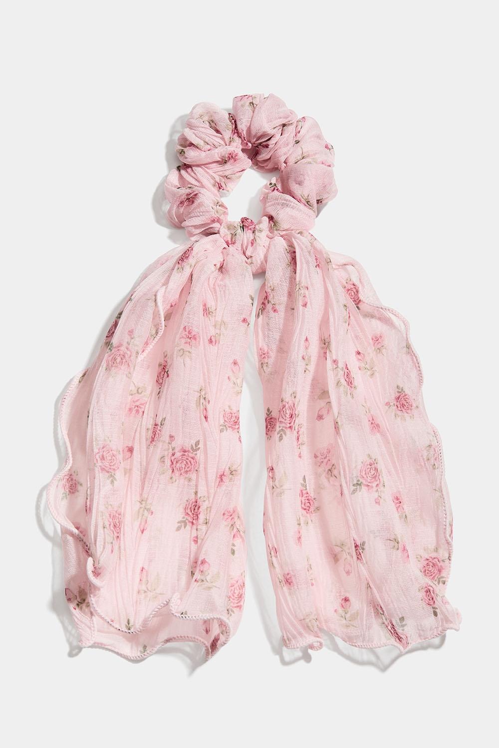 Scrunchie tail i gennemsigtigt rosa stof i gruppen Håraccessories / Scrunchies / Scrunchies med tørklædedetalje hos Glitter (332001235000)