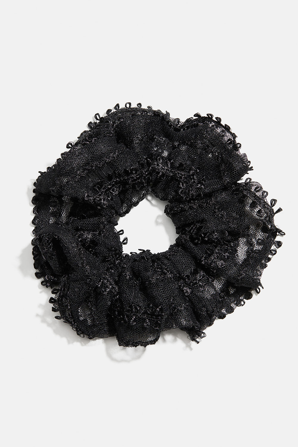 Stor sort scrunchie med blondestof i gruppen Håraccessories / Scrunchies hos Glitter (332002079000)