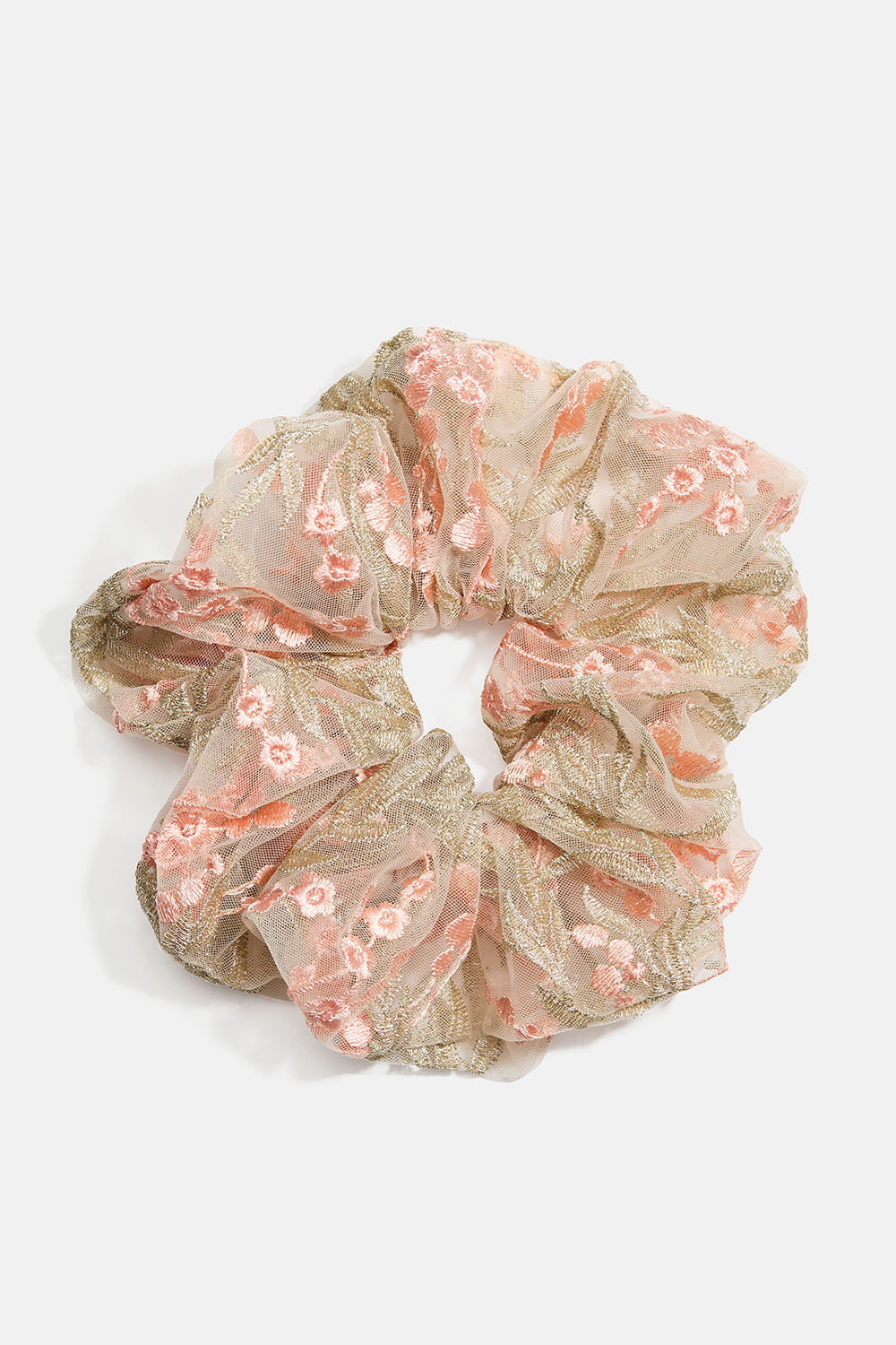 Stor scrunchie med blomsterbroderi i gruppen Håraccessories / Scrunchies hos Glitter (332002087800)