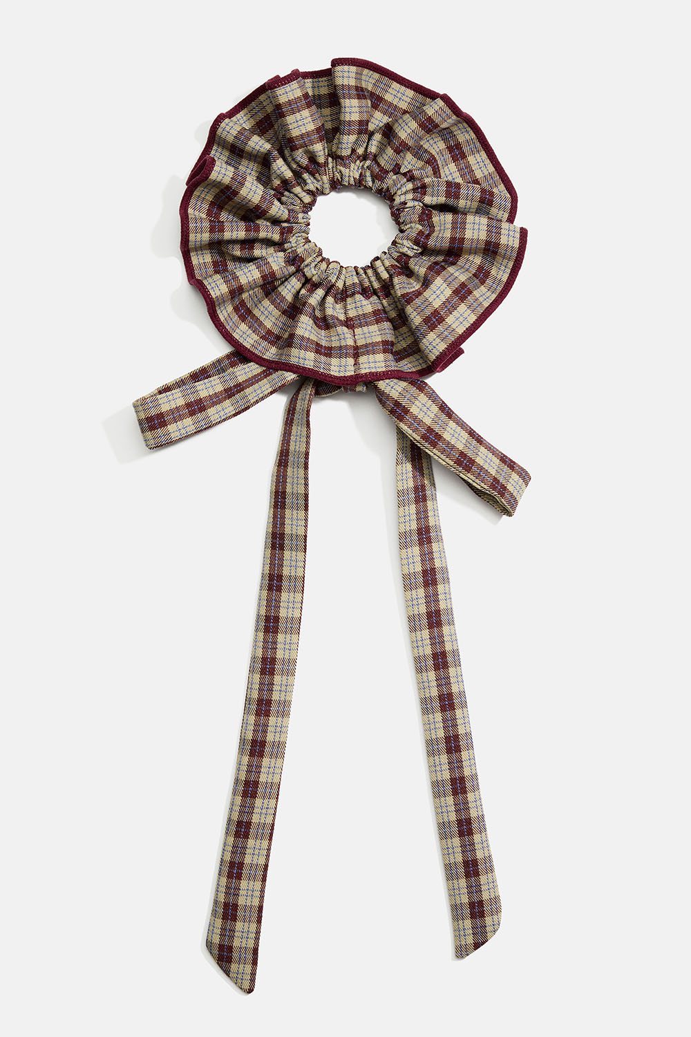 Scrunchie-hale med sløjfe i bordeaux og beige i gruppen Håraccessories / Scrunchies hos Glitter (332002166300)