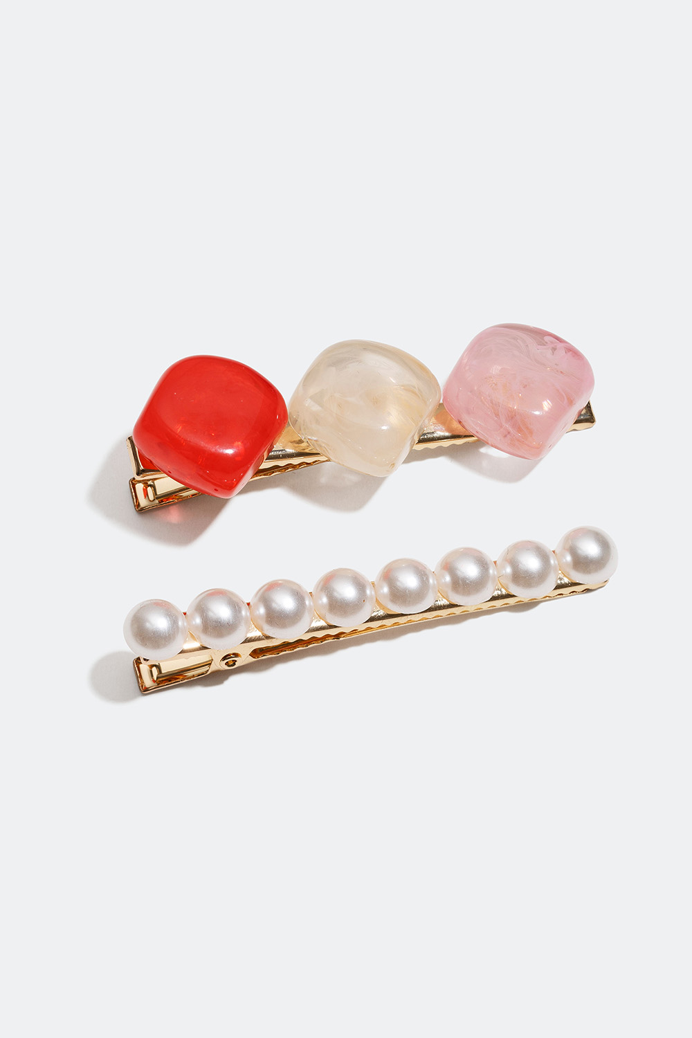 Hårklemmer med farvede perler, 2-pak i gruppen Håraccessories / Spænder & klemmer / Flerpak hos Glitter (33500033)