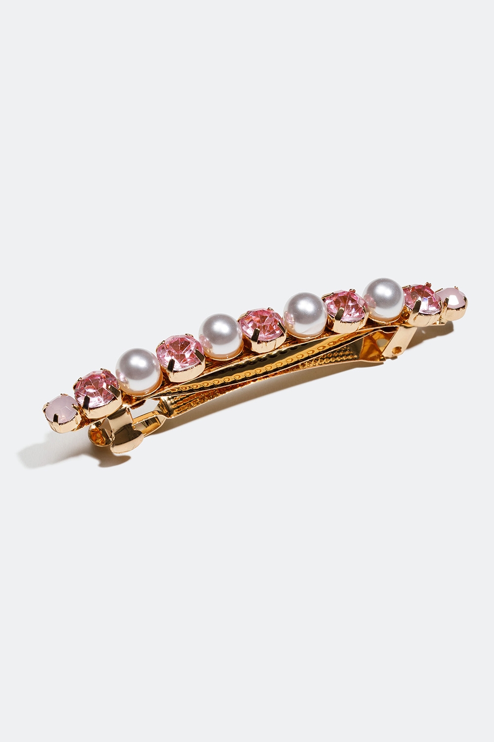 Hårspænde med perler og rosa glassten i gruppen Håraccessories / Spænder & klemmer / Hårspænder hos Glitter (335000515100)