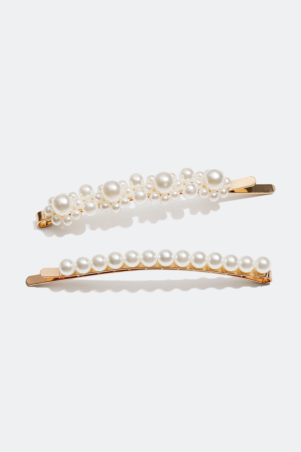 Hårspænder med hvide perler, 2-pak i gruppen Håraccessories / Spænder & klemmer / Flerpak hos Glitter (335000713000)