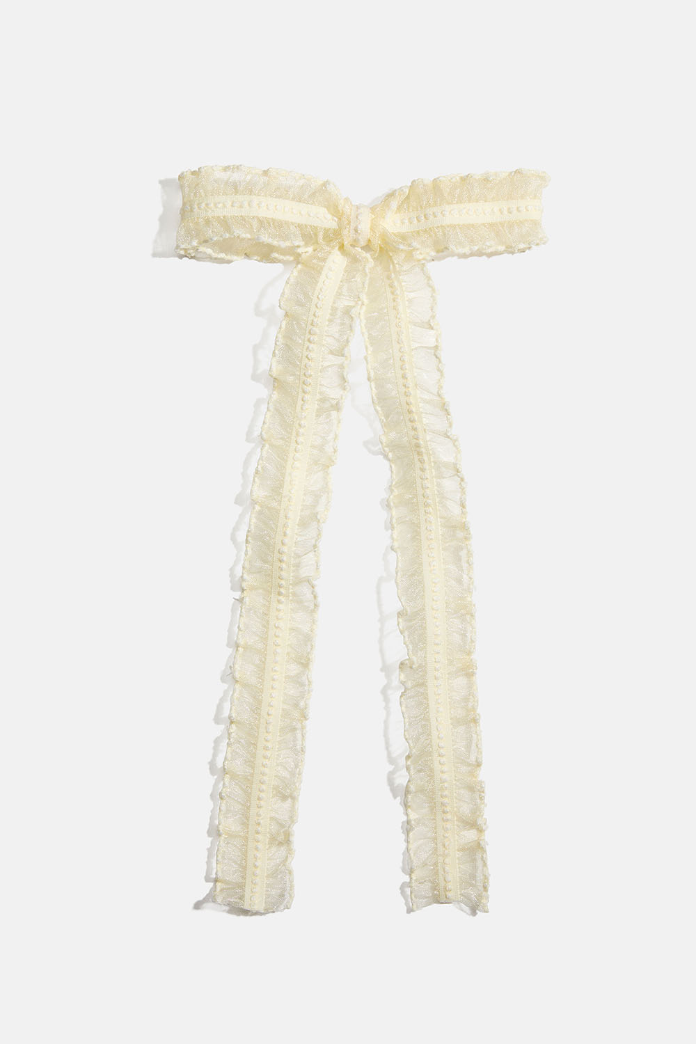 Lysegult hårspænde med organzasløjfe i gruppen Håraccessories / Spænder & klemmer / Hårspænder hos Glitter (335002134100)