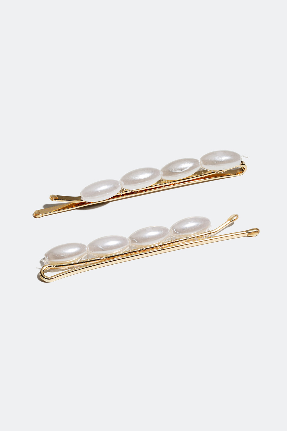 Hårspænder med ovale perler, 2-pak i gruppen Håraccessories / Spænder & klemmer / Flerpak hos Glitter (33600019)