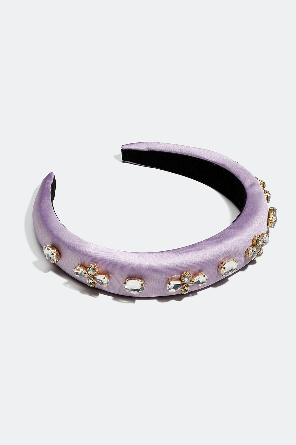 Lilla polstret diadem med sten i gruppen Håraccessories / Hårbøjler / Brede hos Glitter (336000456600)