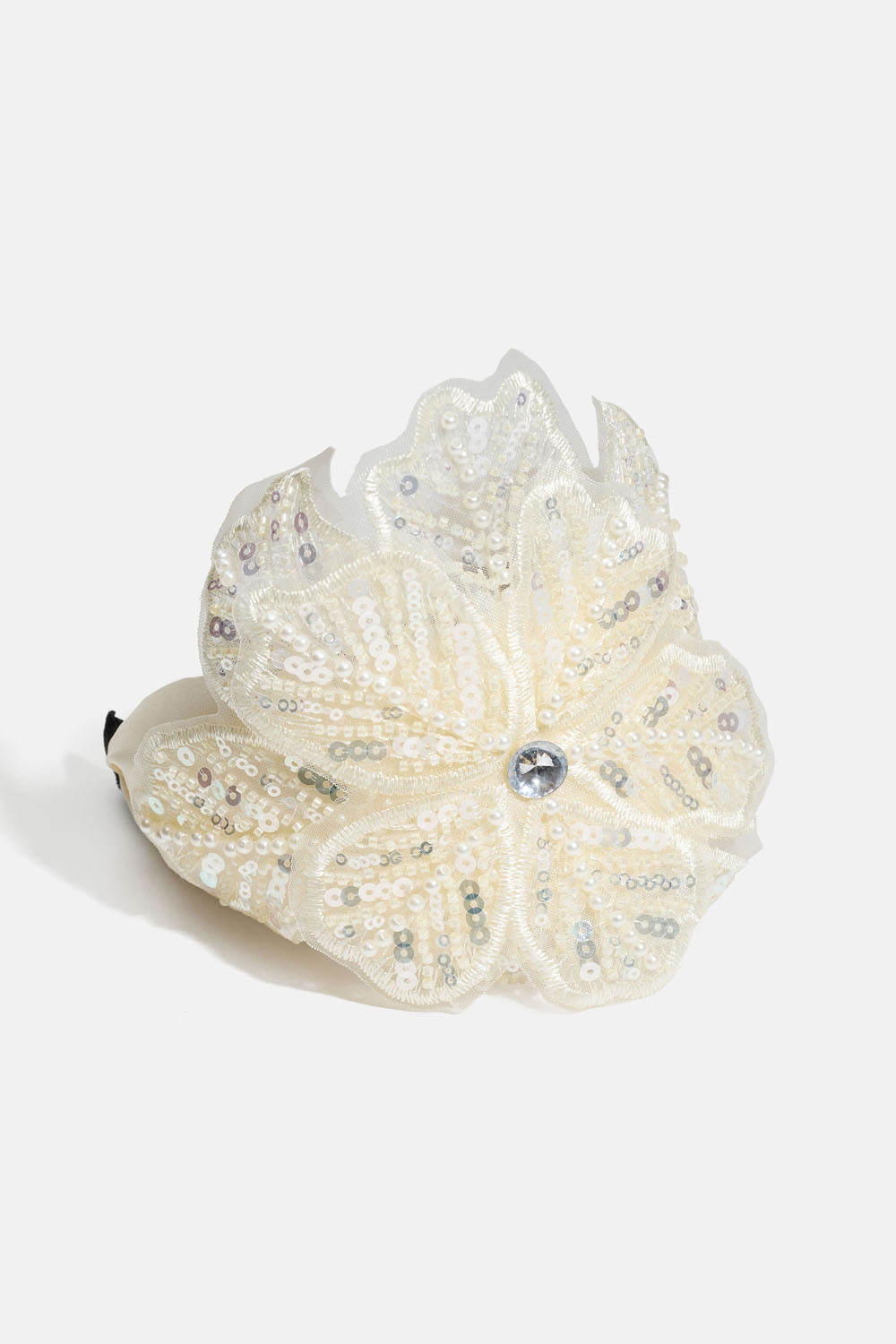 Tiara med sort pailletblomst i gruppen Håraccessories hos Glitter (336001413100)