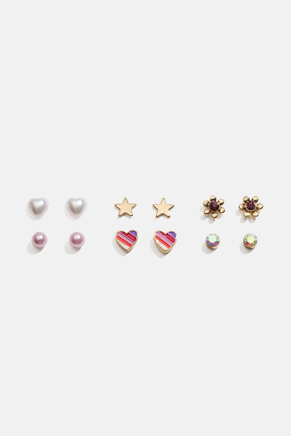 Ørestikker med stjerner, hjerter og blomster, 6-pak i gruppen Børn / Børnesmykker / Børneøreringe hos Glitter (402000289900)