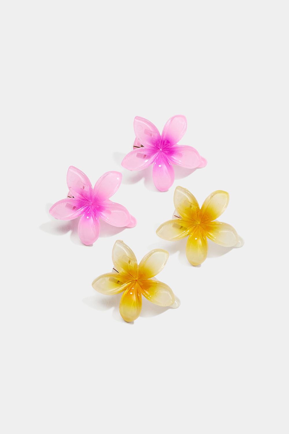 Små hårspænder med blomster i lyserød og gul, 4-pak i gruppen Børn / Hårpynt til børn / Hårspænder til børn hos Glitter (403000679900)