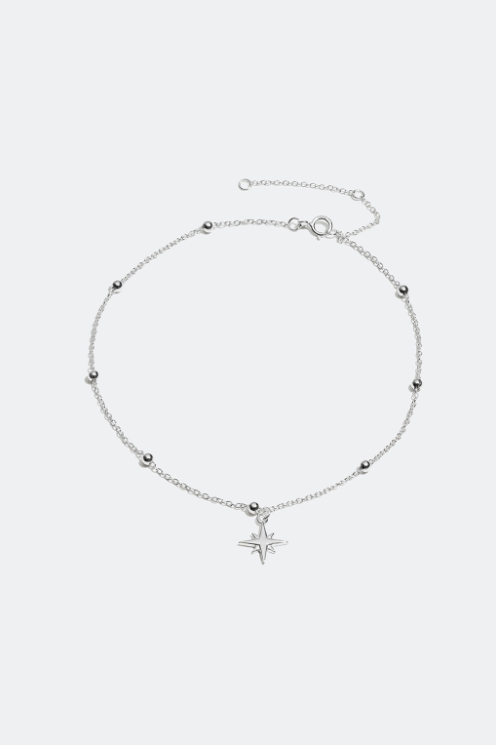 Ankelkæde i ægte sølv med stjerne i gruppen Ægte sølv / Ankelkæder i sølv hos Glitter (50900002)