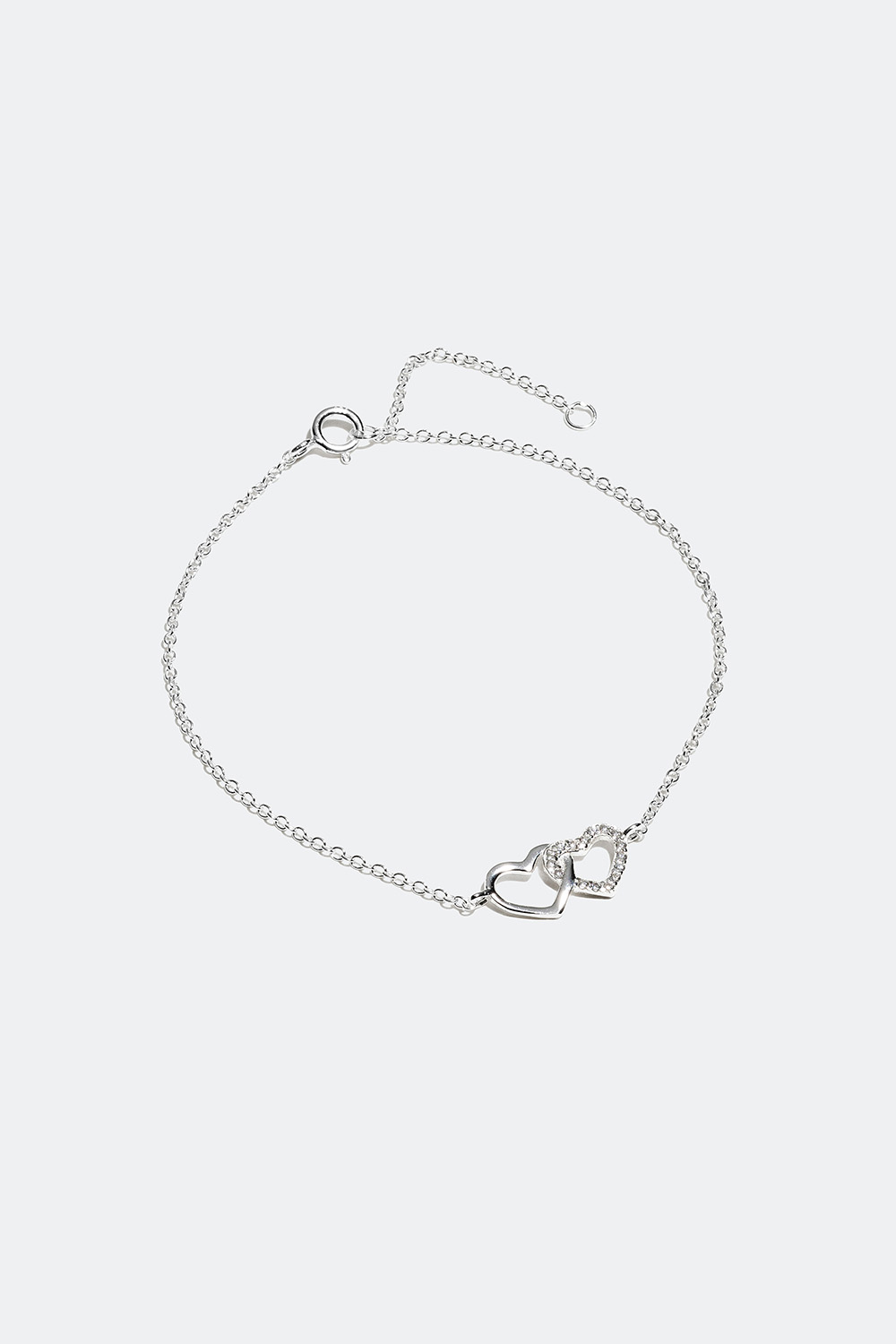 Smalt armbånd i ægte sølv med hjerter i gruppen Sølvsmykker / Sølvarmbånd / Tynde hos Glitter (55100002)