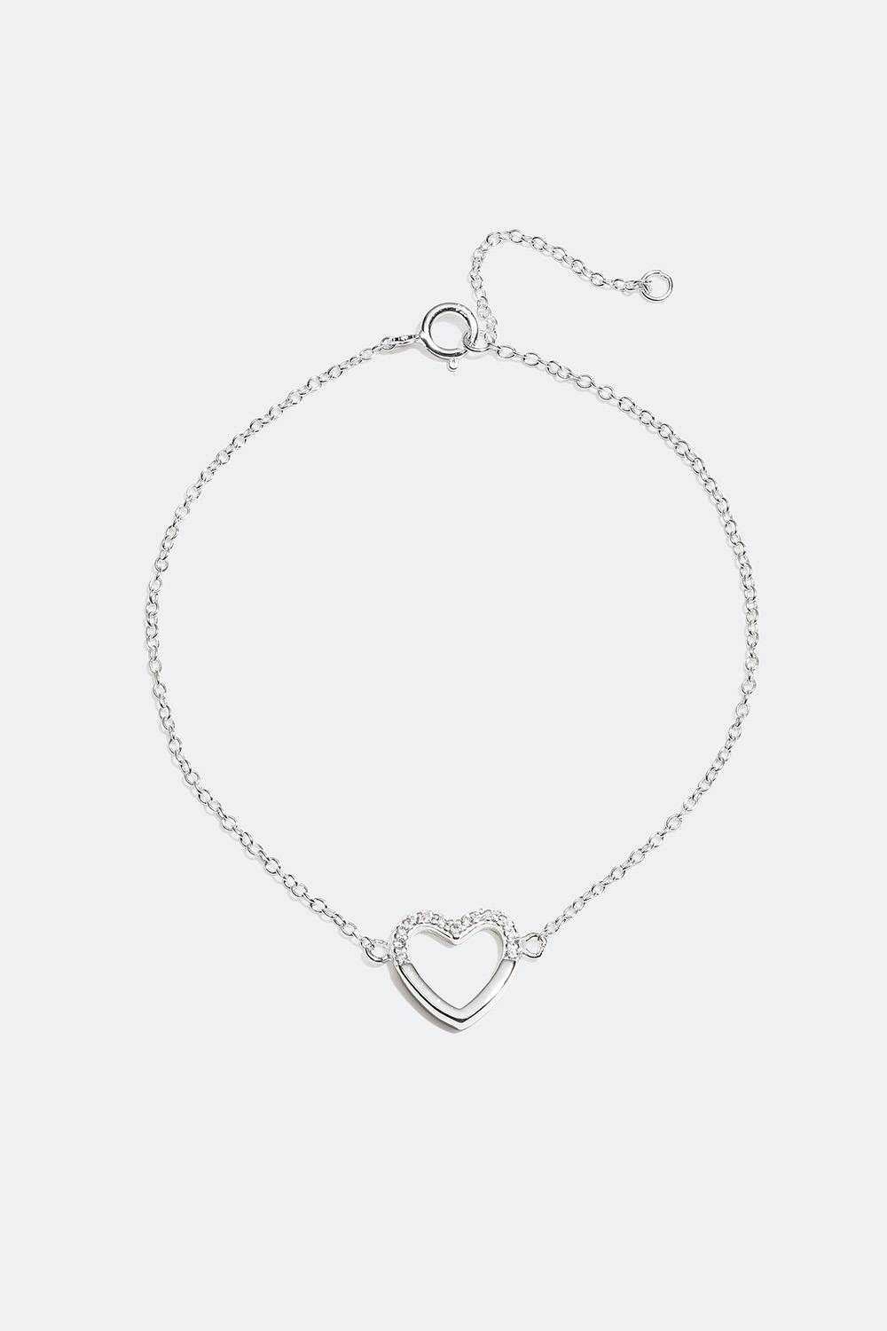 Armbånd med hjerte i ægte sølv og kubisk zirkonia i gruppen Ægte sølv / Sølvarmbånd / Tynde hos Glitter (551000161000)