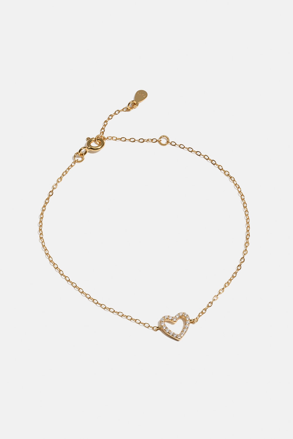 Armbånd i 18k forgyldt ægte sølv med hjerte og kubisk zirkonia i gruppen 18 kt. forgyldt sølv / Armbånd i 18 kt. guld hos Glitter (551000702002)