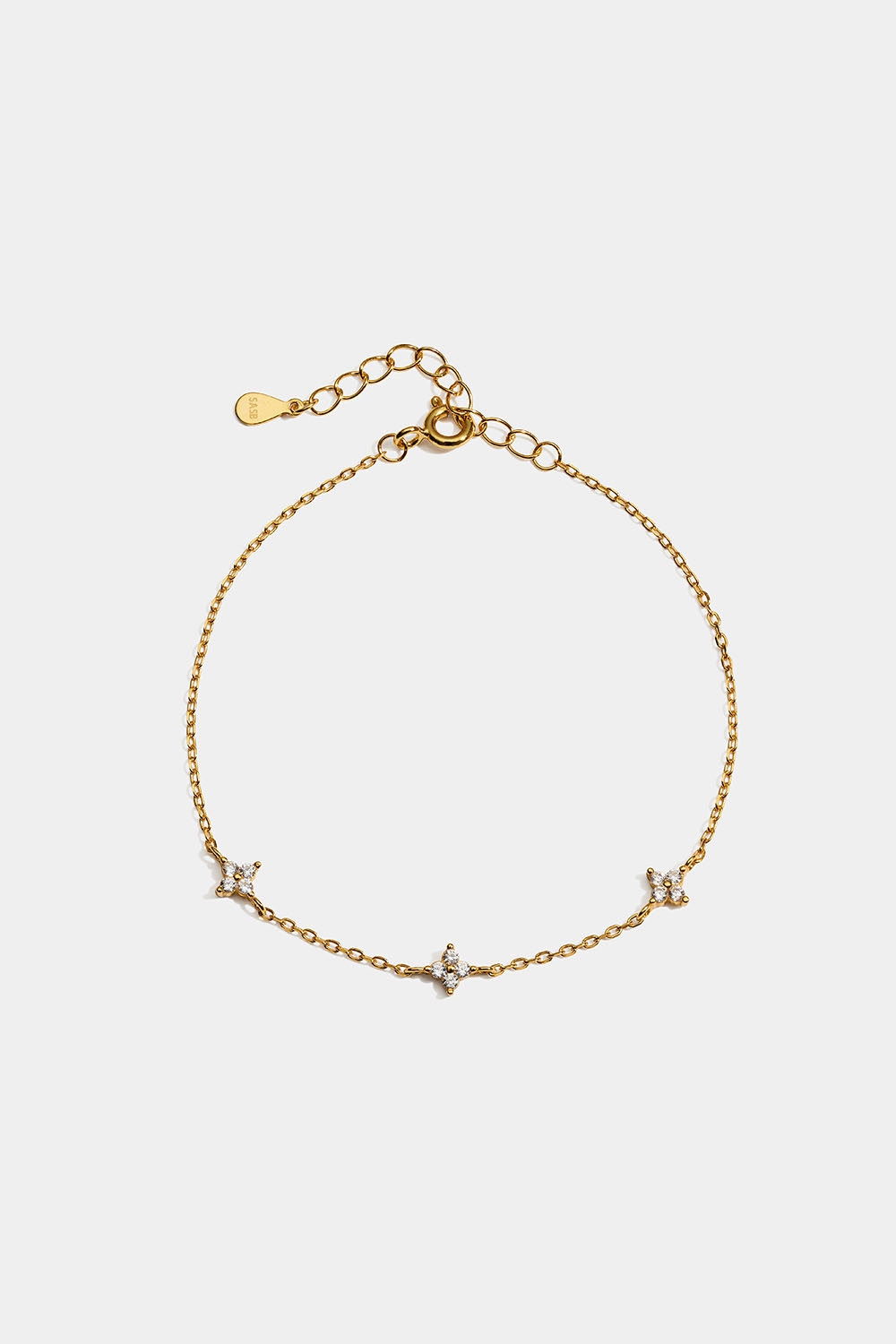 Halskæde i 18k forgyldt ægte sølv med stjerner og Cubic Zirconia i gruppen Guldbelagt ægte sølv / Guldbelagte armbånd hos Glitter (551001202000)