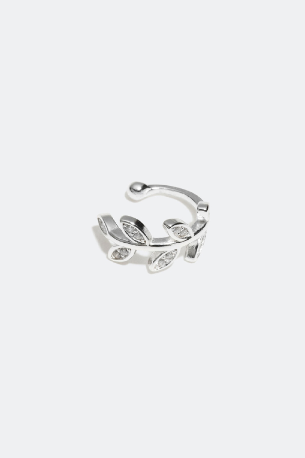 Ear cuff i ægte sølv med bladmotiv og kubisk zirkonia i gruppen Ægte sølv / Sølvøreringe / Ear cuffs hos Glitter (55300040)