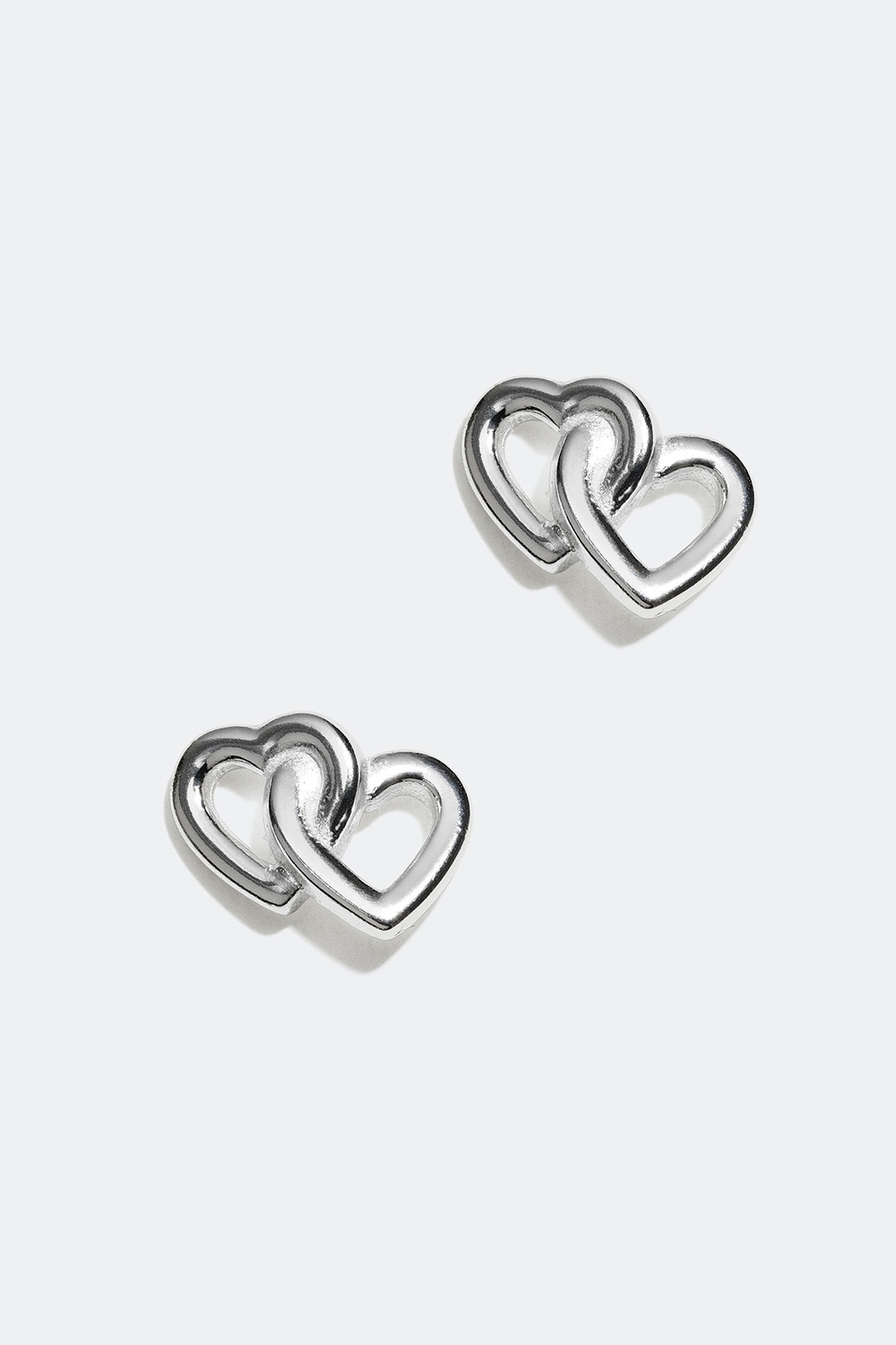 Ørestikker i ægte sølv med dobbelte hjerter i gruppen Ægte sølv / Sølvøreringe / Ørestikker i ægte sølv hos Glitter (553002281001)